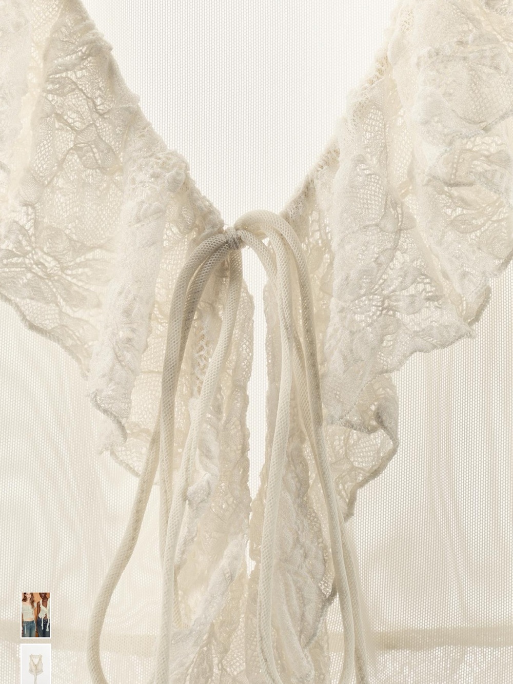 Zara Ivory Lace Tie-Front Sheer Crop Top - Picture 2 of 7